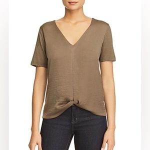Kenneth Cole Knot-Front Mixed-Media Top